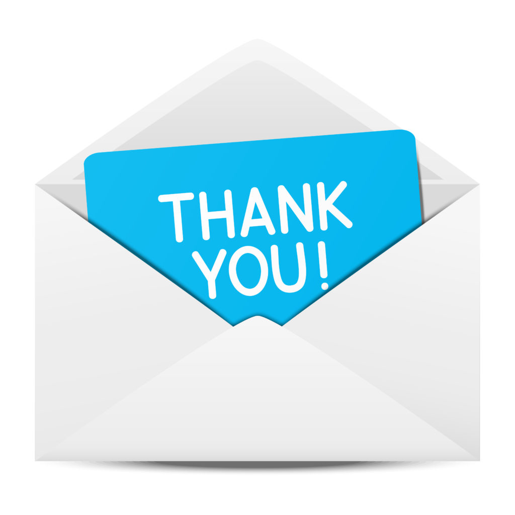 Paper envelope with Thanks message