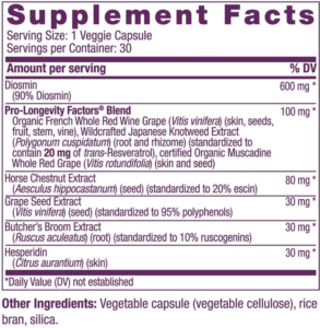 Reserveage Beautiful Legs supp facts