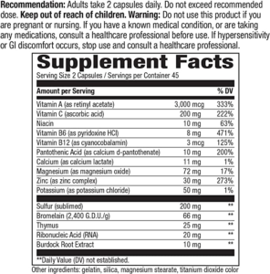 derma klear supp facts
