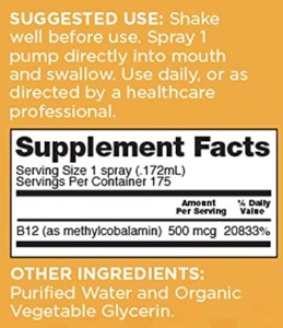 nbpure b 12 supp facts