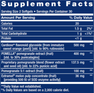Endothelial Defense Pomegranate Plus supp facts