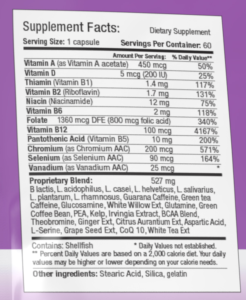 thrive W ingredients