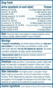 migraine relief ingredients