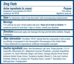 relaxing leg cream ingredients