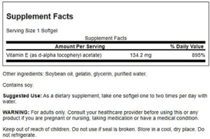 vitamin e supp facts
