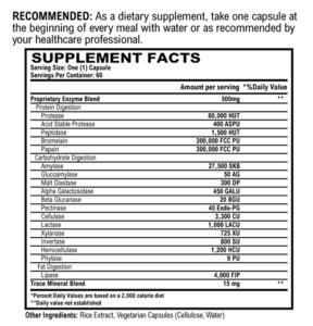 vitalzym digest suppfacts
