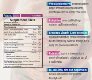 ferility blend women supp facts