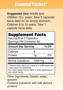 Colostrum supp facts