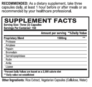 vitalzym450 suppfacts