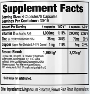 herp rescue supplement facts