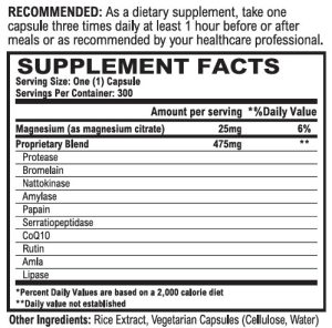 vitalzym cardio ingredients