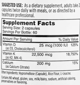 Osteo K Minis supp facts
