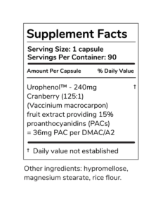 cranberry pacs supp facts