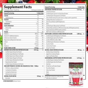 miracle reds supp facts