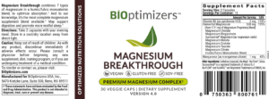 magnesium breakthrough supp facts